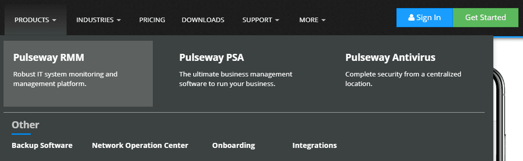 MSP website user experience (UX) Pulseway