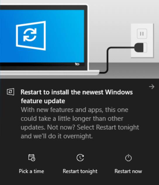 Windows feature updates notification