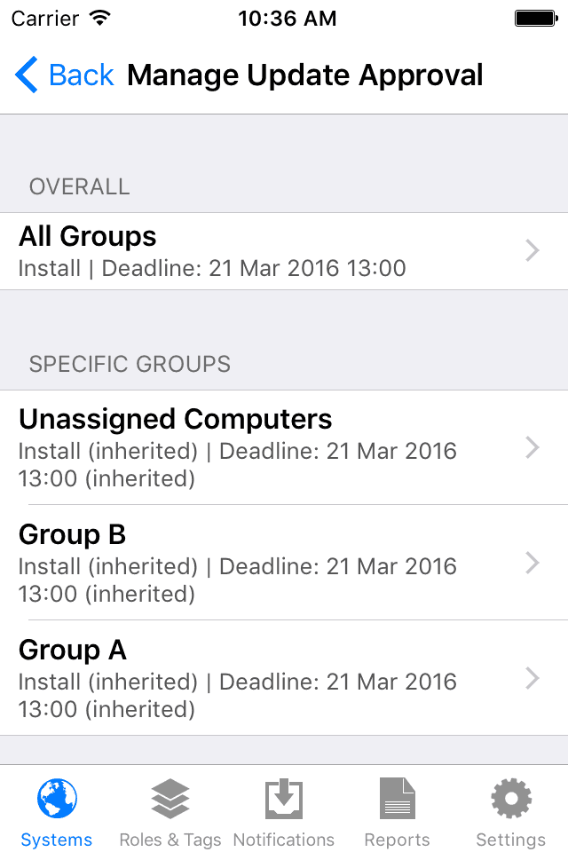 Manage Update Approvals