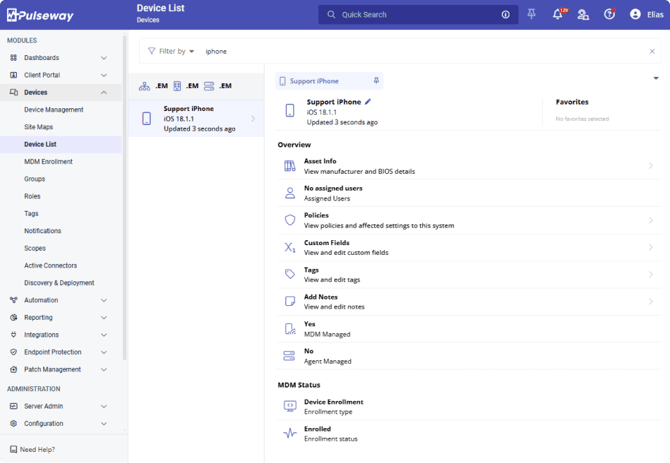 Pulseway Mobile Device Management (MDM)